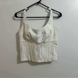 Women’s Maeve White Denim Cropped Corset Top Size 6
